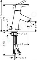 Hansgrohe Talis S Pkov umvadlov batria 80 LowFlow 3,5 l/min s ahadlom a odtokovou spravou, chrm