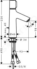 Hansgrohe Talis Select S Umvadlov batria s vpustom, ovldanie tlaidlom, chrm