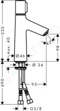 Hansgrohe Talis Select S Umvadlov batria, ovldanie tlaidlom, chrm