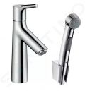 Hansgrohe Talis S Umvadlov batria s vpustom Push-Open a runou sprchou Bidette, chrm