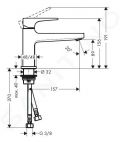 Hansgrohe Metropol Pkov umvadlov batria 100 s odtokovou spravou Push-Open, chrm