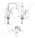 Hansgrohe Metropol Pkov umvadlov batria 230 s odtokovou spravou Push-Open, chrm
