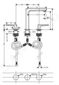 Hansgrohe Metropol Umvadlov batria s vpusou Push-Open, 3-otvorov intalcia, chrm