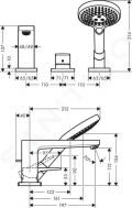 Hansgrohe Metropol Pkov trojotvorov batria na okraj vane, chrm