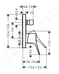 Hansgrohe Vivenis Vaov batria pod omietku, 2 vstupy, chrm