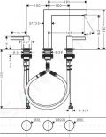 Hansgrohe Finoris Umvadlov batria, s vpusou Push-Open, 3-otvorov intalcia, EcoSmart, kefovan bronz