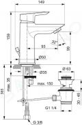 Ideal Standard Tesi Umvadlov batria s vpustom, chrm