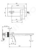 Ideal Standard Conca Tap Umvadlov batria pod omietku, vtok 220 mm, Magnetic Grey