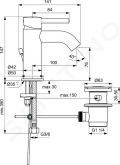 Ideal Standard CeraLine Umvadlov batria s vpustom, ierna