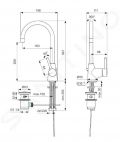 Ideal Standard CeraLine Umvadlov batria s vpustom a otonm vtokom, chrm