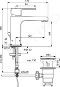 Ideal Standard Cerafine D Umvadlov batria s vpustom, chrm