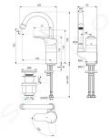 Ideal Standard Cerabase Umvadlov batria s vpusou Click-Clack, Blue Start, chrm