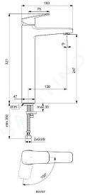 Ideal Standard CeraPlan Batria pre umvadlov misu, BlueStart, chrm