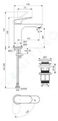 Ideal Standard Ceralife O Umvadlov batria s vpusou ClickClack, BlueStart, ierna