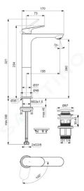 Ideal Standard Ceralife O Umvadlov batria s vpusou Click-Clack, BlueStart, chrm