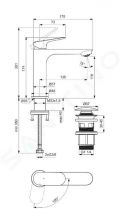 Ideal Standard Ceralife O Umvadlov batria s vpusou Click-Clack, BlueStart, chrm