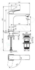 Ideal Standard Ceralife C Umvadlov batria s vpusou Click-Clack, BlueStart, chrm