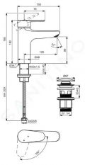 Ideal Standard ALU+ Umvadlov batria s vpusou Click-Clack, BlueStart, ros