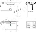 Ideal Standard Connect Air Umvadlo Cube, 55x46x16 cm, s prepadom, otvor na batriu, biela