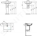 Ideal Standard Connect Air Umvadlo Cube, 50x46x16 cm, s prepadom,  otvor na batriu, biela