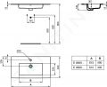 Ideal Standard Tempo Umvadlo nbytkov, 82x45x14 cm, s prepadom, otvor na batriu, biela