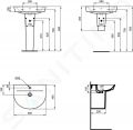 Ideal Standard Connect Air Umvadlo, 600x450 mm, s prepadom, otvor na batriu, biela