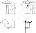 Ideal Standard Connect Air Umvadlo, 55x46 cm, s prepadom, otvor na batriu, biela
