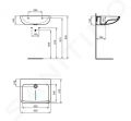Ideal Standard Contour 21+ Umvadlo 60x48 cm, bez prepadu, bez otvoru na batriu, SmartGuard+, biela