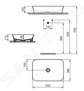 Ideal Standard Ipalyss Umvadlo na dosku, 55x38 cm, bez prepadu, matn biela