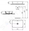 Ideal Standard Ipalyss Umvadlo na dosku, 55x38 cm, s prepadom, matn biela
