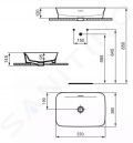 Ideal Standard Ipalyss Umvadlo na dosku, 550x380 mm, s prepadom, matn biela