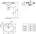 Ideal Standard Connect Umvadlo zpustn, 550x430mm, s prepadom, 1 otvor na batriu, biela