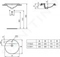 Ideal Standard Connect Umvadlo zpustn, priemer 380mm, s prepadom, 1 otvor na batriu, biela