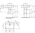 Ideal Standard Connect Space Umvadlo Cube, 55x38x18 cm, s prepadom, otvor na batriu, s Ideal Plus, biela