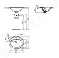 Ideal Standard Eurovit Umvadlo 56x46 cm, s prepadom, otvor na batriu, biela