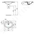 Ideal Standard Alpha Umvadlo 55x44 cm, s prepadom, otvor na batriu, biela