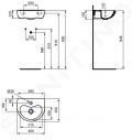 Ideal Standard Contour 21 Umvadielko, 400x330mm, 1 otvor na batriu, bez prepadu, biela