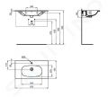 Ideal Standard Tesi Umvadlo nbytkov 825x450 mm, s prepadom, otvor na batriu, ierna