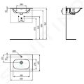 Ideal Standard Tesi Umvadlo nbytkov, 625x450 mm, s prepadom, otvor na batriu, matn biela