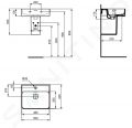 Ideal Standard Strada II Umvadlo, 50x43 cm, s prepadom, otvor na batriu, biela