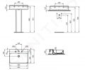 Ideal Standard Conca Ceram Umvadlo na dosku, 600x450 mm, s prepadom, 3 otvory na batriu, biela