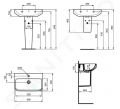 Ideal Standard i.Life S Umvadlo, 60x38 cm, s prepadom, otvor na batriu, biela