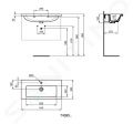 Ideal Standard i.Life S Umvadlo nbytkov, 810x385x180 mm, s prepadom, otvor na batriu, biela