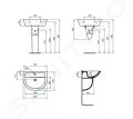 Ideal Standard Eurovit Umvadlo 60x47 cm, bez prepadu, otvor na batriu, biela