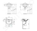 Ideal Standard Eurovit Umvadlo, 55x46 cm, s prepadom, otvor na batriu, biela