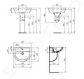 Ideal Standard Eurovit Umvadlo, 50x44 cm, s prepadom, otvor na batriu, biela